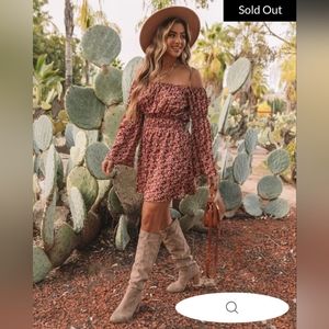 MIRNA FLORAL SATIN OFF THE SHOULDER DRESS - Sold Out